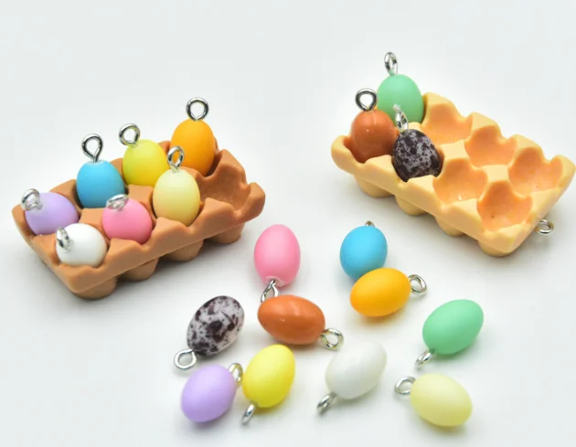 10pcs 3D Cartoon Egg Resin Jewelry