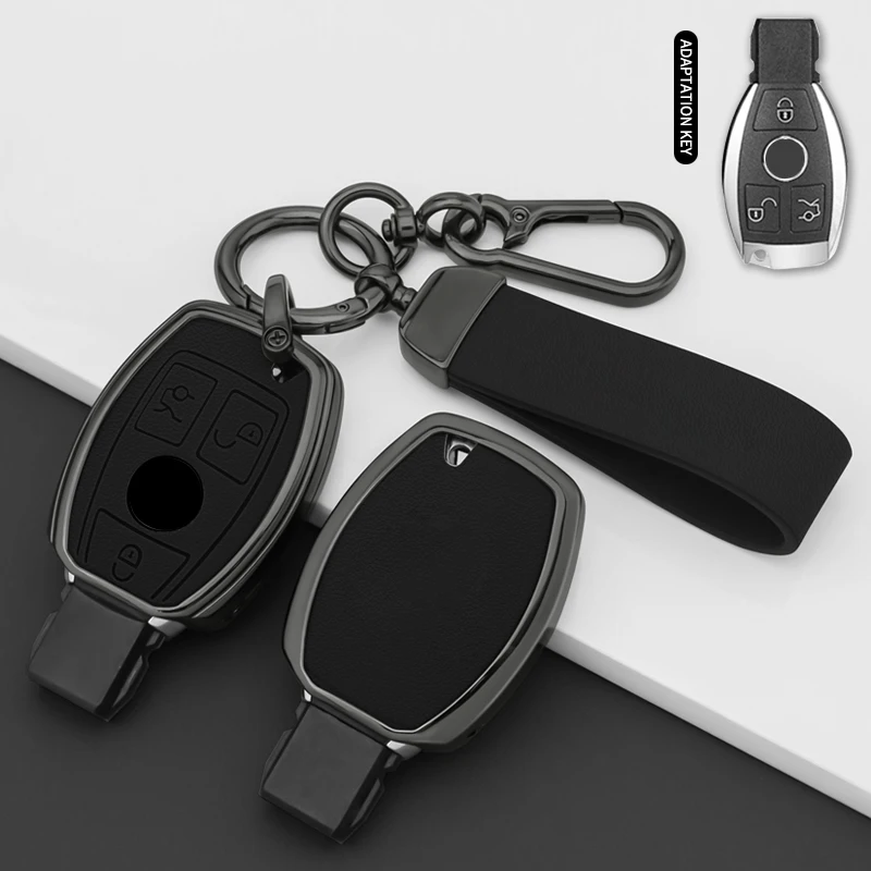 Premium Zinc Alloy Leather Car Key Case - Luxury Design