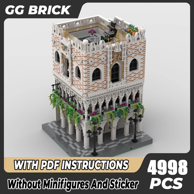 

Moc Building Block Modular Ducal Palace Model Technology Brick DIY Assembly City Street View Toy For Holiday Gift