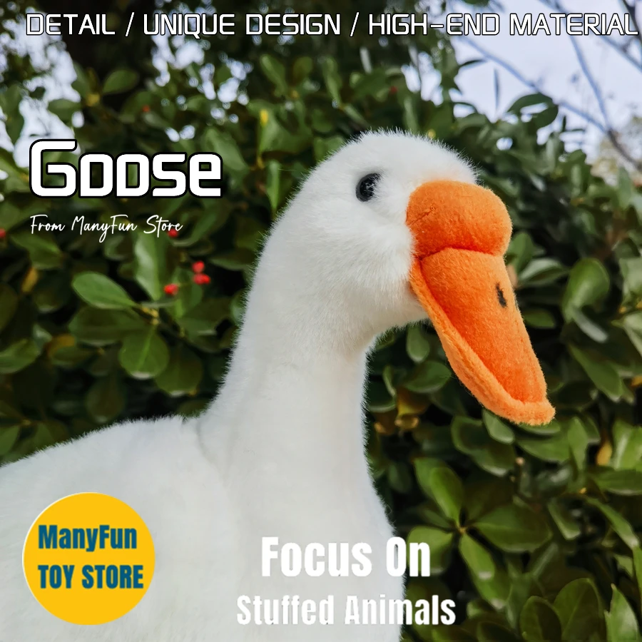 Realistico Bianco Oca Peluche Ad Alta Fedeltà Oca Plushie Embden Peluche Realistici Animali Di Peluche Simulazione Bambola Giocattolo Per I Bambini