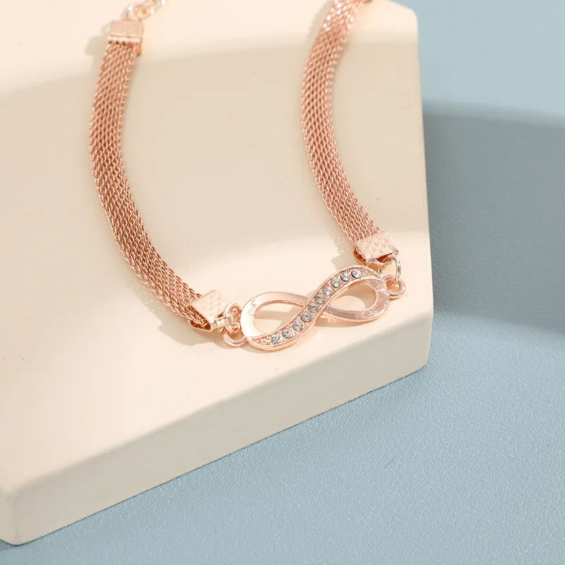 Rhinestone Infinity Bracelet Men's Women's Anklets Jewelry 8 Number Pendant Charm Blange Couple Bracelets for Lover Friend