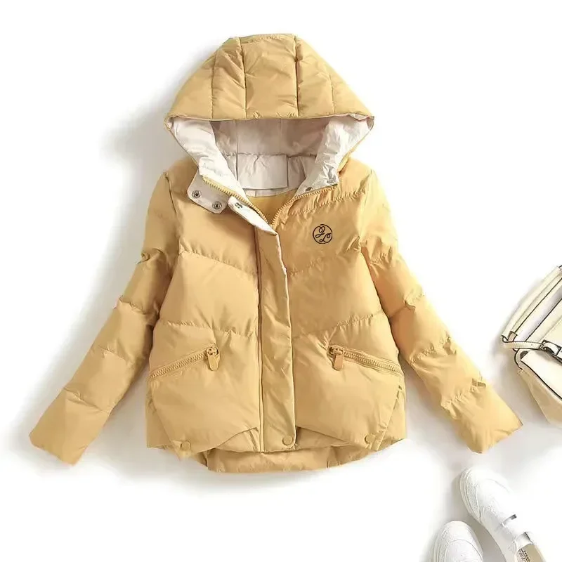 

2023 Women's Golf Coats hooded Cotton-jacket Fashion loose Windbreak Winter Thicken Warm Casual Sport Korea ladies golf Clothing