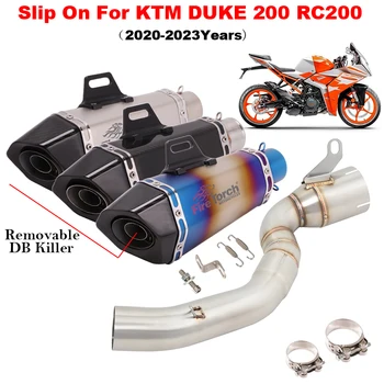 Motorcycle Exhaust Modified Middle Link Pipe Connecting 51mm Muffler Moto Slip On For KTM DUKE200 DUKE 200 RC200 2020 - 2023
