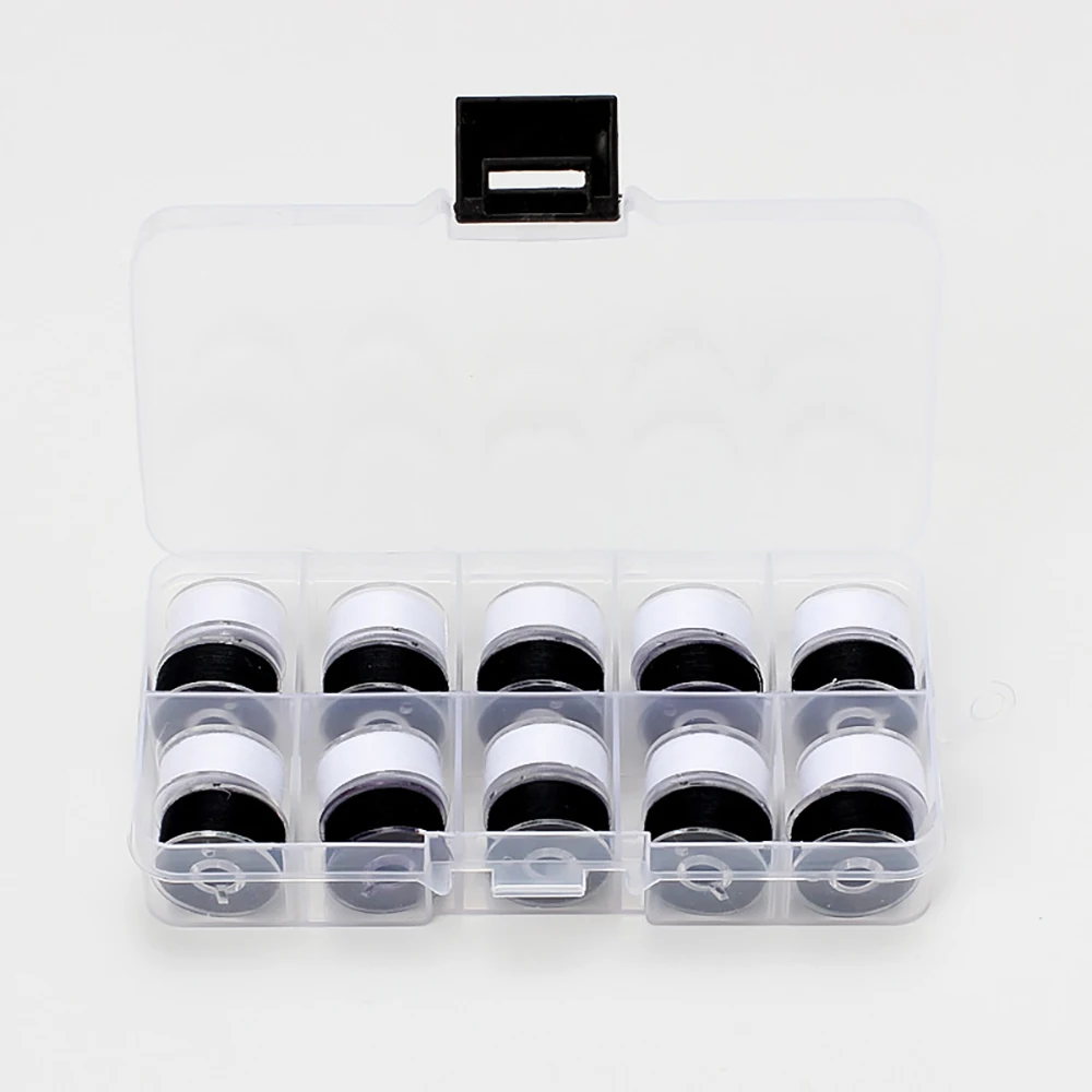 Chainho,Plastic Sewing Machine Bobbins Spools,With Chromatic Thread,DIY Sewing Tools Accessory,2 Color Available,1Pack,25SX12
