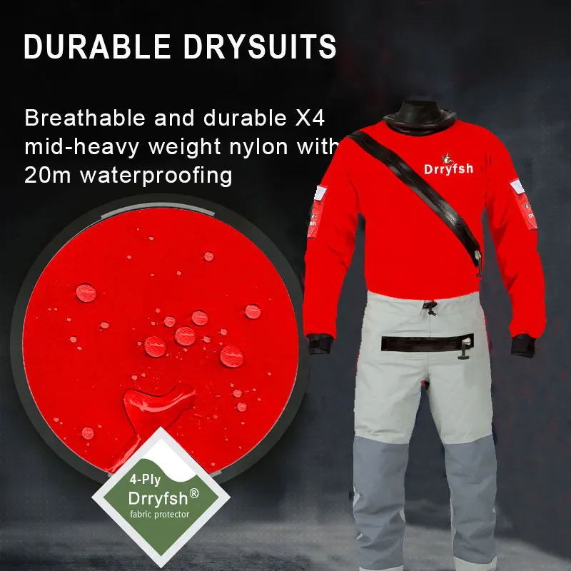 Men's Kayak Drysuits for Wakeboarding Waterskiing Fishing Kayaking Stand Up Paddle Windsurfing Sailing
