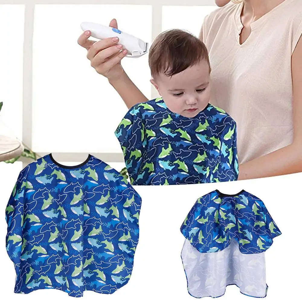 Cute Comfortable Salon Waterproof Hair Cutting Gown Cape Nylon Hairdresser Cape Sea Fish Patterned Barber for Kids Child