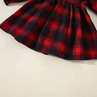 Spring And Autumn Baby Dresses Long Sleeved Casual Plaid Standing Collar Girl Dresses Christmas Red And Black Beautiful Clothes 4