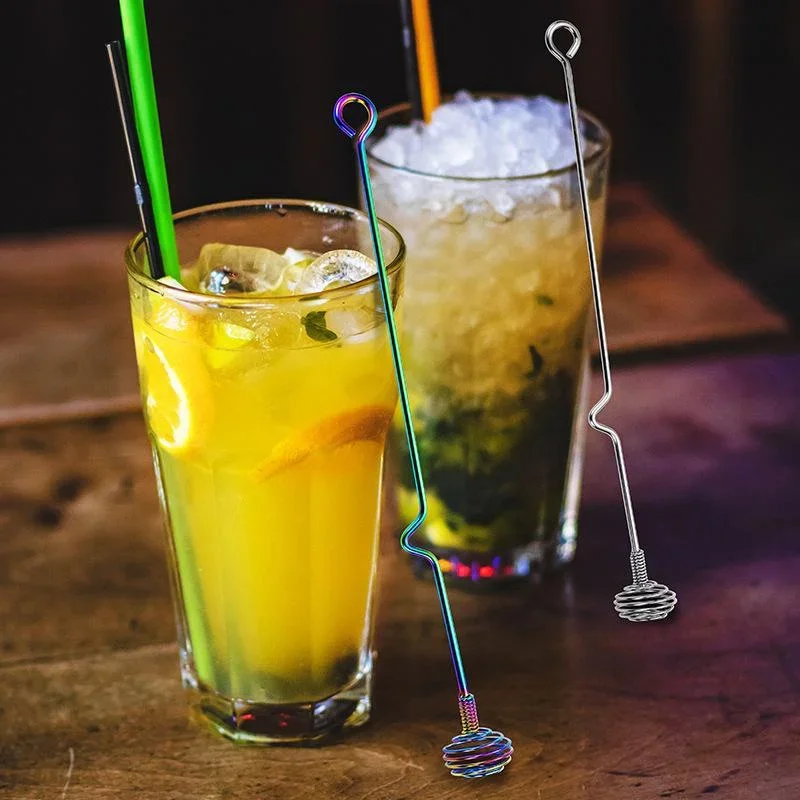 Creative Bar Bartender Artifact Stainless Steel Stirring Rod Long Handle Milk Tea Coffee Cocktail Honey Stirrer