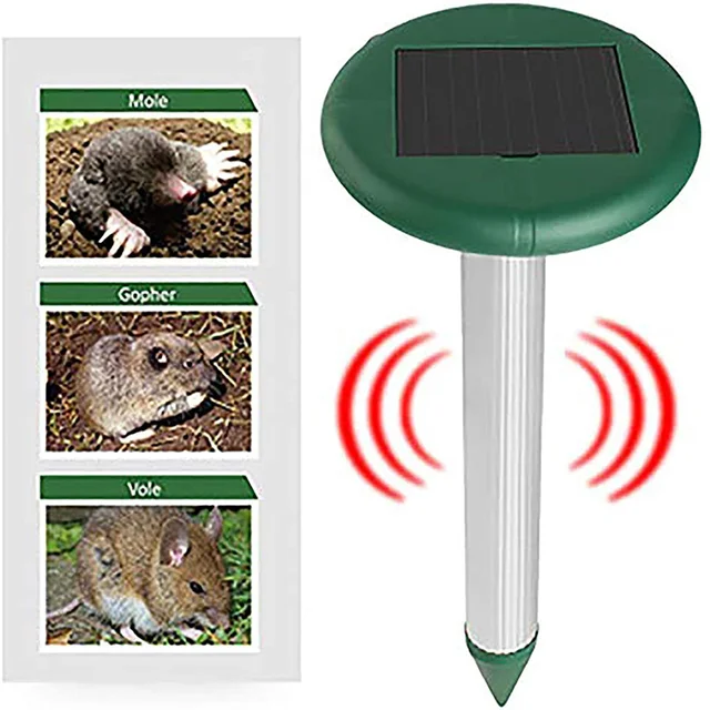 Kültéri Napenergia -Hajtású Ultrahangos Rezgés Kártevőirtó Gopher Vole Kígyó Rágcsáló Üldöző Visszatartó Gyep Kerti Kártevőirtás - Image 5