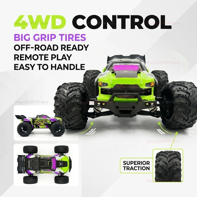 Châssis de la voiture RC 1:16 SG116 PRO montrant le moteur brushless et la transmission 4WD