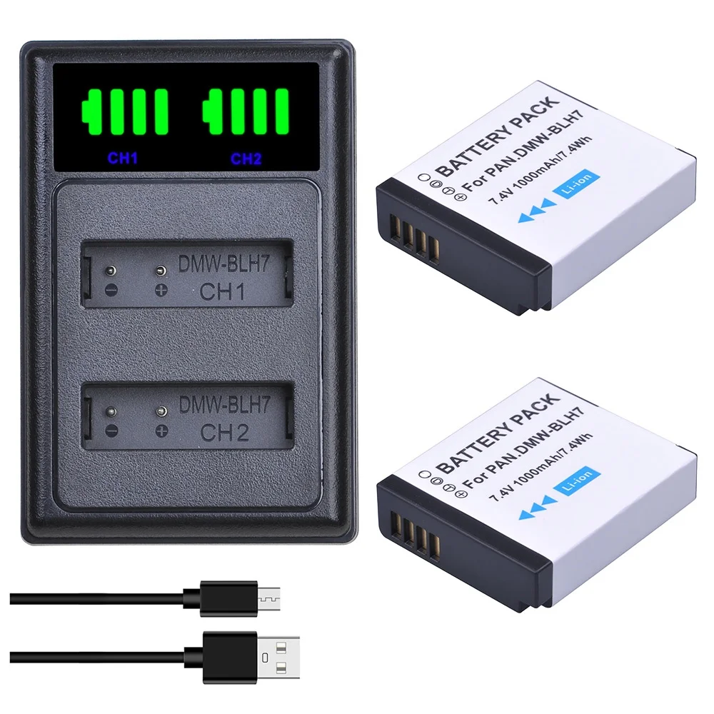 Dmw-Blh7 Blh7E Blh7Pp Batteria/Doppio Caricatore Per Panasonic Lumix Dc-Gx850, Dmc-Gm1 Gm1K, Dmc-Gm1Ks Gm1Ka, Dmc-Gm5 Gm5Kk, Dmc-Lx10