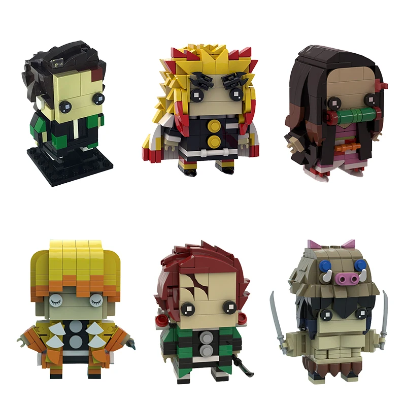 

Buildmoc Japan Anime Demon Figure Tanjirou Nezuko Hashibira Kyoujurou MOC Brickheadz Building Blocks Toys for Children Kids Gift