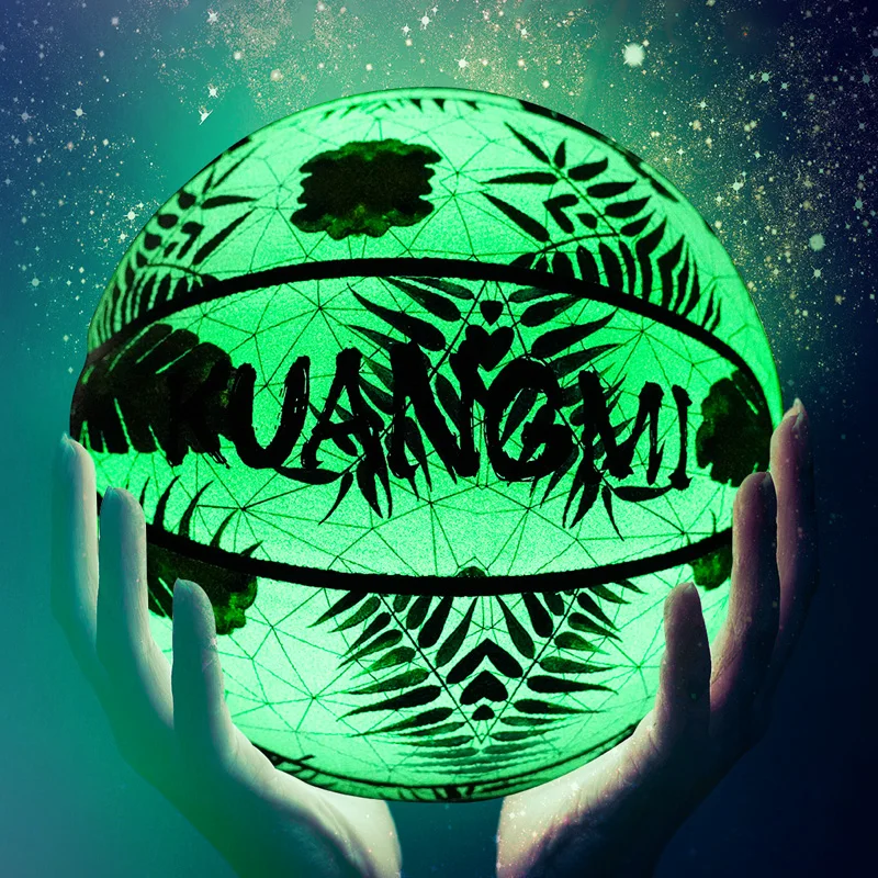 

PU Glow In Dark Basketball Fluorescent Bright After Sun Shine Streetball Classic Size 7 Luminous Glowing Basketball Balls