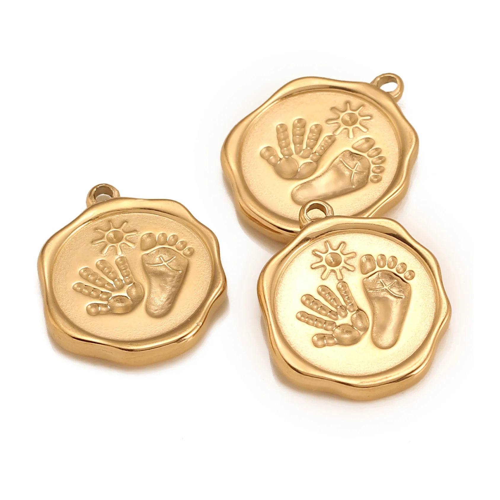3PC Edelstahl Nette Baby Fußabdruck Handabdruck Charms eltern-kind-Anhänger DIY Handgemachte Herstellung Halskette Schmuck Für Mama geschenke
