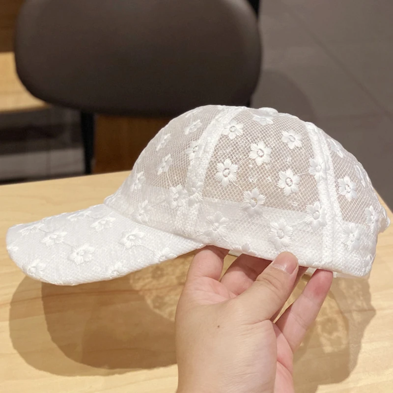 Hot Sale New Ladies Summer Baseball Lace Flowers Hat Breathable Cap For Women Mesh Girls Snapback Hip Hop Fashion Female Caps_voghion.com