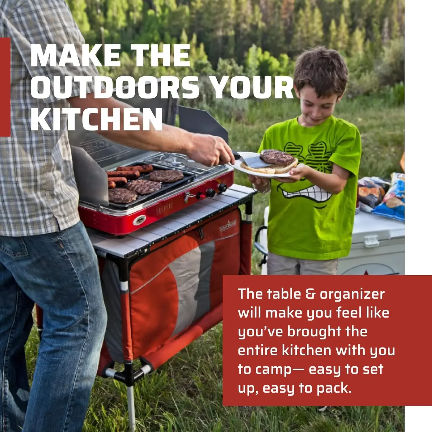Sherpa Table Organizer Storage for Outdoor Cooking Camping Gear-Aluminum Table Top