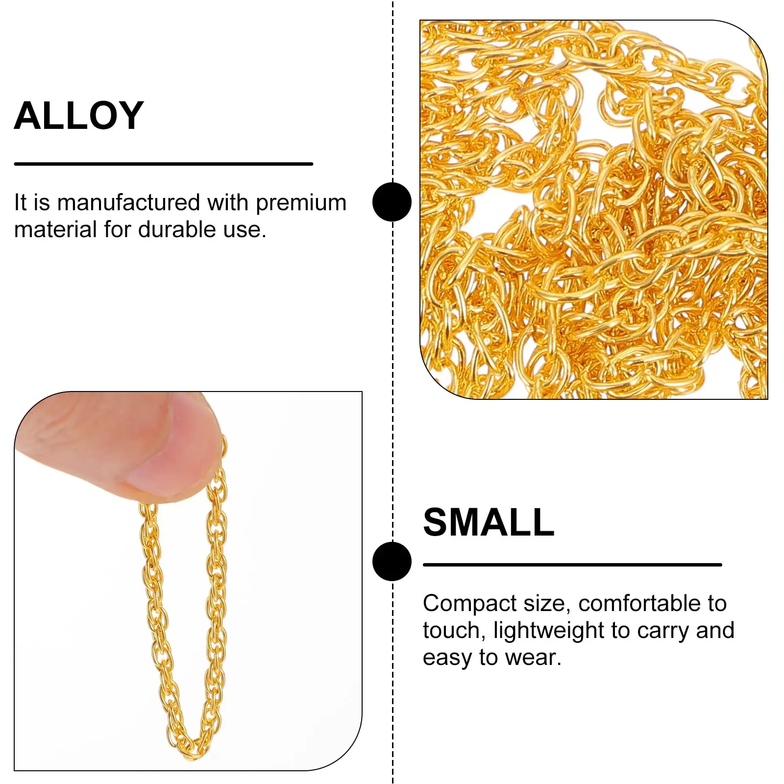 10/20/40 Doll Mini Gold Necklaces Chains Doll Dress Up Necklace Chains Golden Chains for DIY Doll Decor Photo Props Dollhouse 5