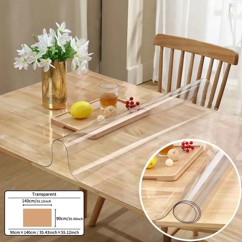 Soft Glass Tablecloth Transparency PVC table cloth Waterproof Oilproof Kitchen Dining table cover for rectangular table 2