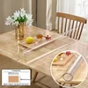 Soft Glass Tablecloth Transparency PVC table cloth Waterproof Oilproof Kitchen Dining table cover for rectangular table 2