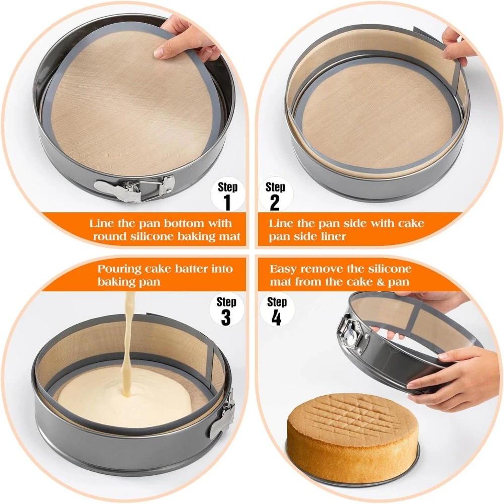 9inch Silicone Baking Mat Set Prevent Cake From Sticking To Bottom Side Easy Clean NonStick Multifunction Baking Cake Mat silicone baking mat