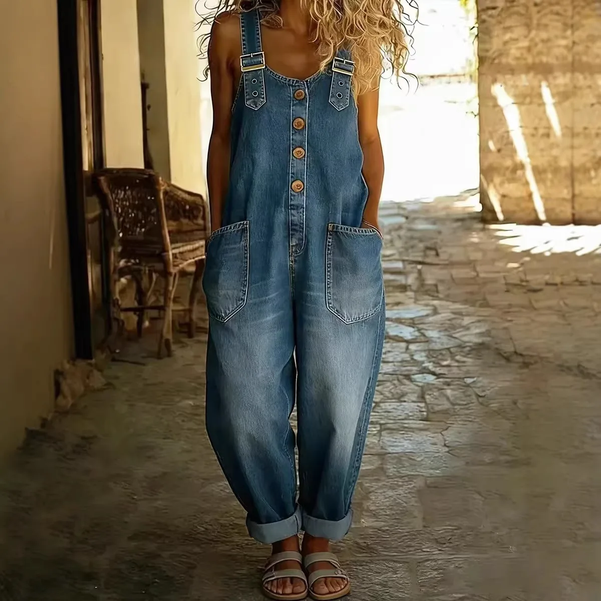 Women Denim Suspenders Jumpsuit 4