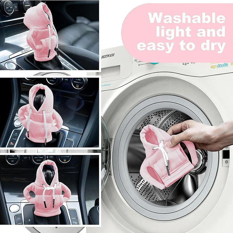 Hoodie Creative Car Handle Gear Shift Knob Lever Cover Fashion Cute Car Gear Sweatshirt Change Lever Cover Interior Accessories