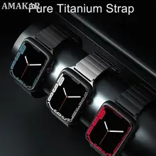 

Titanium Strap for Apple Watch Band 44mm 42mm 40mm 38mm 45mm Pure Titanium Bracelet watchband for iWatch 7 6 SE 5 4 3 Series NEW