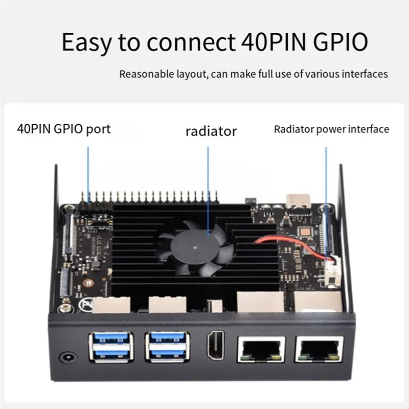 For VisionFive2 Special Metal Shell with Cooling Fan Mini Host Computer Shell IP30 Protection Level Multiple