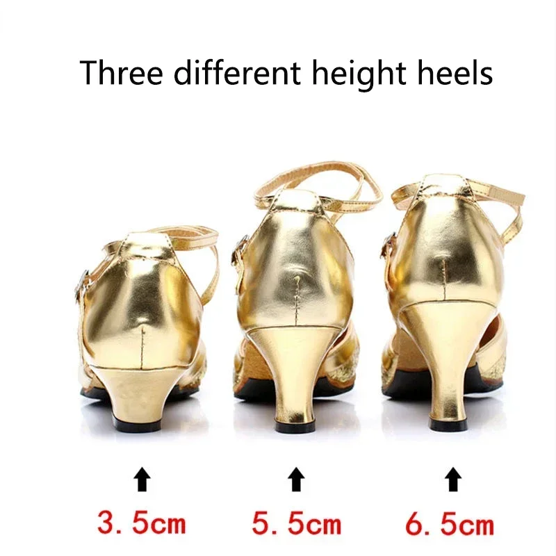 Dance Shoes Women's Soft Bottom New Adult Four Seasons Mid-heel Pumps Teachers Practice Shoes Sailors Social Dancing Sandals 3