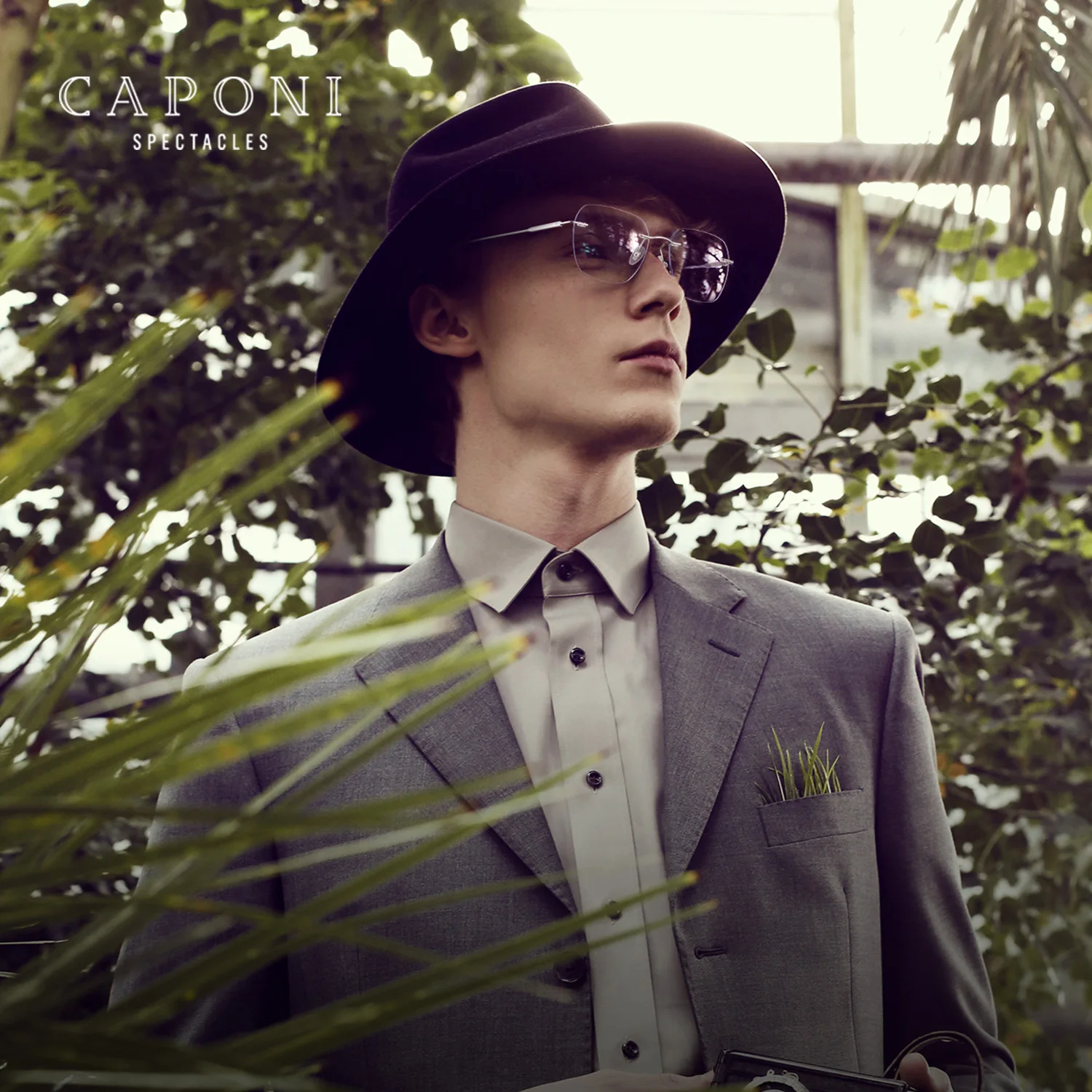 CAPONI Glasses For Men Ultra Light Titanium Designer Glasses Frames Anti Blue Light Photochromic Gray UV400 Frame J23074 eyeglasses frames