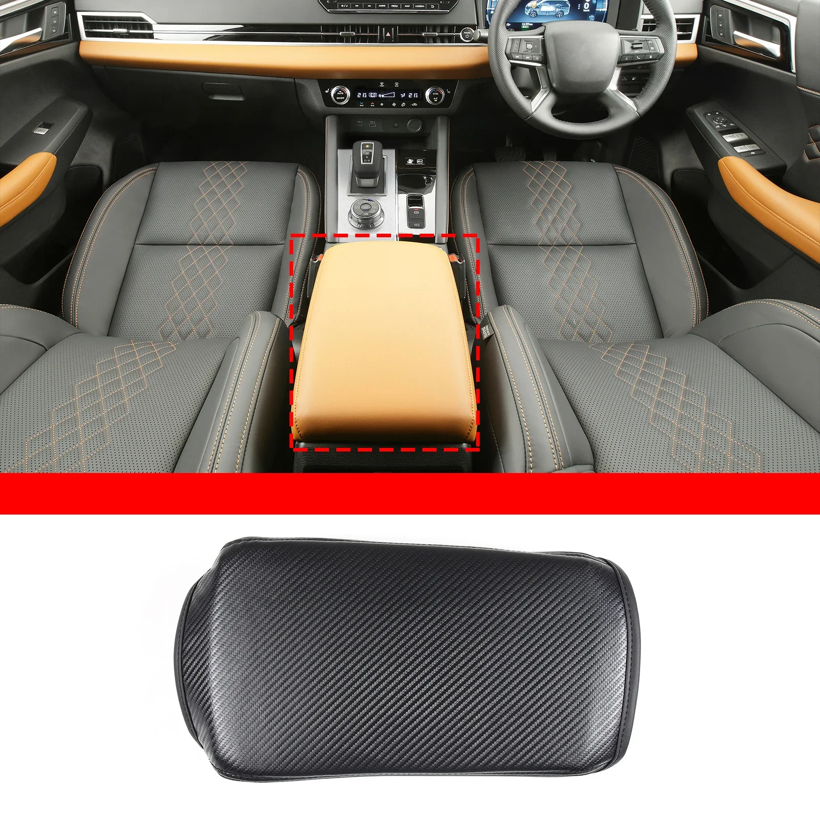 

For Mitsubishi Outlander 2022 2023 2024 Carbon Fiber Center Console Lid Armrest Box Leather Protective Cushion Pad Accessories