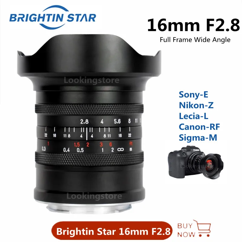 BRIGHTIN STAR 16mm F2.8 Wide Angle Full frame Lens for Canon Nikon