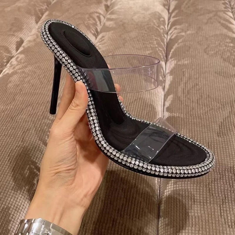 

2022 New Rhinestone Transparent Stiletto High-heeled Women's Sandals