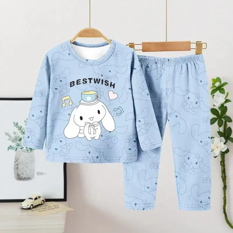 Sanrio Girls Pajamas, Pajamas, Skirts, Home Clothes, Round Neck Long Sleeves, Thin Cartoon Hello Kitty Girls Clothing Gifts