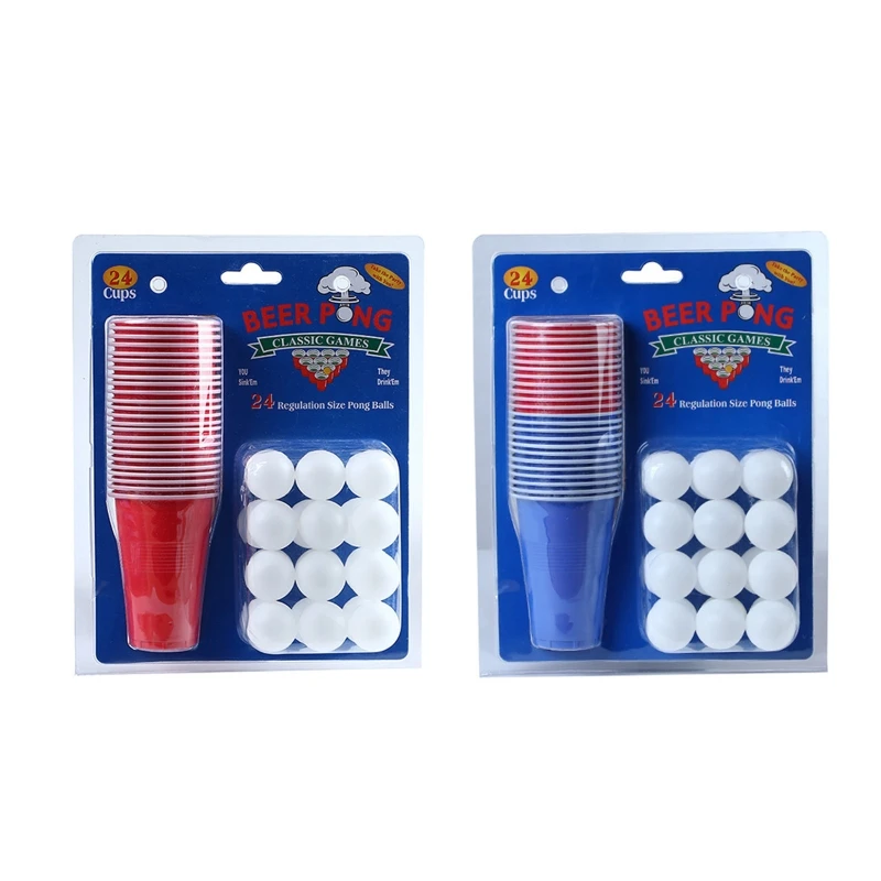 Beer Pong Set Drinking Game Indoor Party Supplies with 24 Reusable Cups & Balls 10pcs lot sublimation blank cone cup 420ml stainless steel drinking cup mug beer cup transfer printing by dye mug press