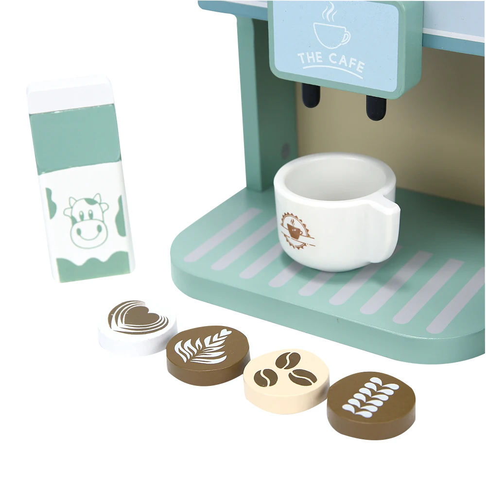Kids Kitchen Toy Set Wooden Coffee Maker Set Simulation Cookie Pretend Play Educational Toys Gifts Girls Boys