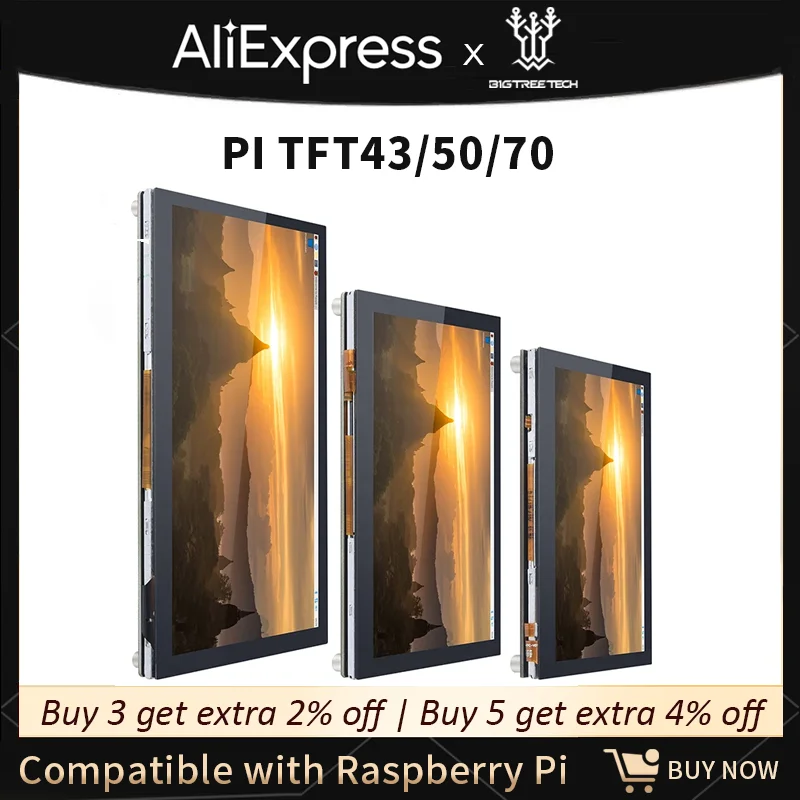 Bigtreetech-tela de Toque Capacitiva Exibição Octoprint para Raspberry pi Peças de Impressora 3d Btt Pitft43 Pitft50 pi Tft70 Tft43