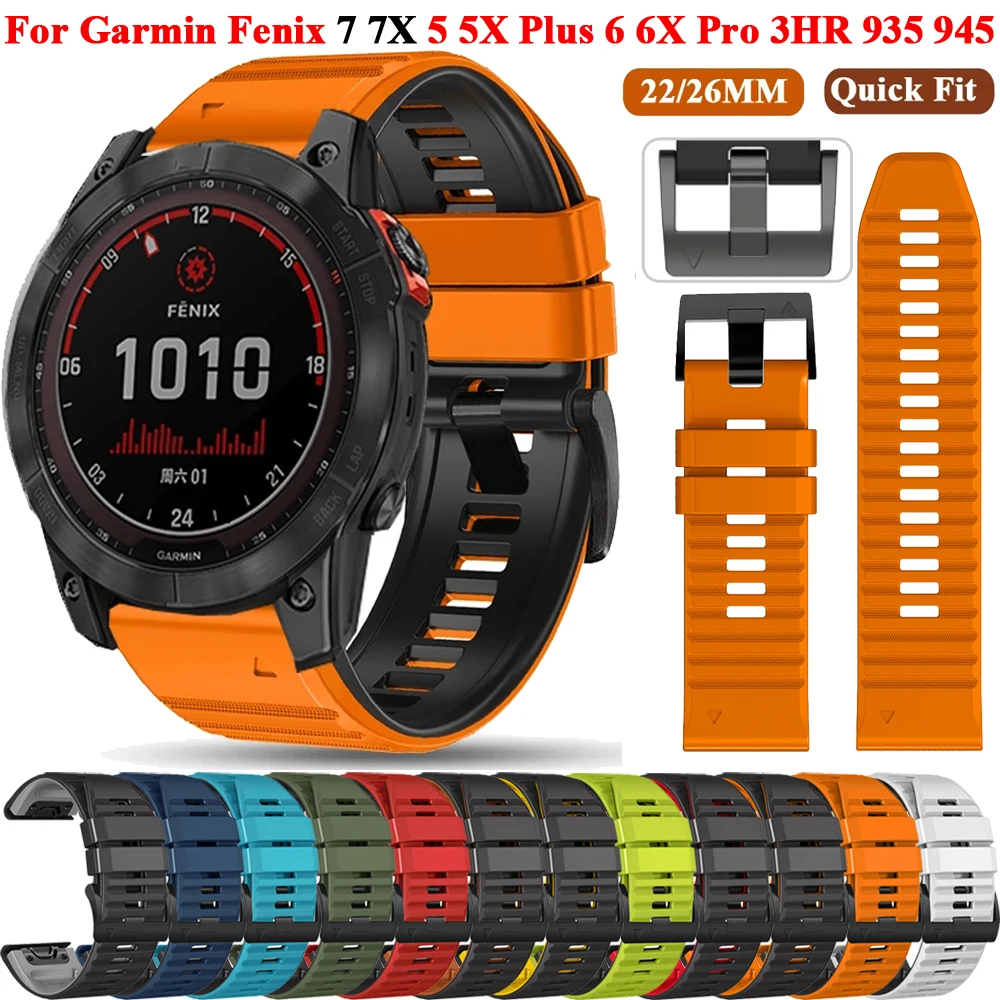 

Ремешок силиконовый для наручных часов, браслет для Garmin Fenix 6X 6 Pro 7X 7 Epix 955 Easyfit Fenix 5X 5 Gen 2, 22 26 мм