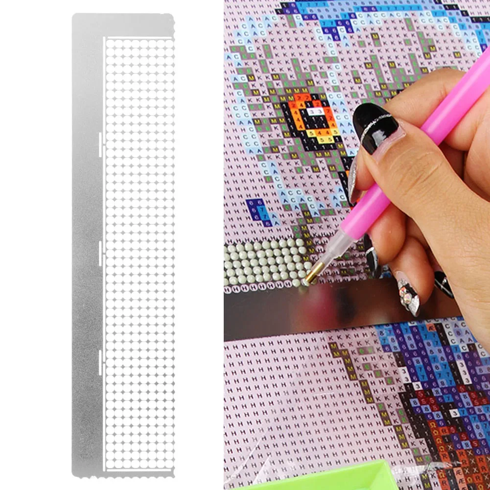 5D Diamond Mesh Ruler Adjustment Fix Tool Metal Diamond Painting Fix Tool Plum Blossom Grid Round Drill 408 Holes for Art Crafts