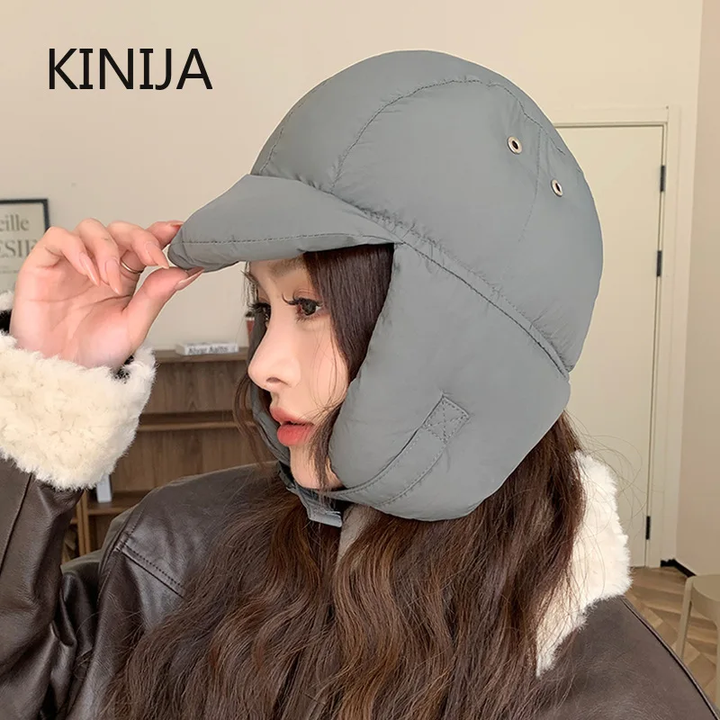 Down Filled Lei Feng Cap Girls Winter Hat Ear Protection Outdoor Mountain Climbing Cycling Skiing Windproof Snowproof Hat Youth