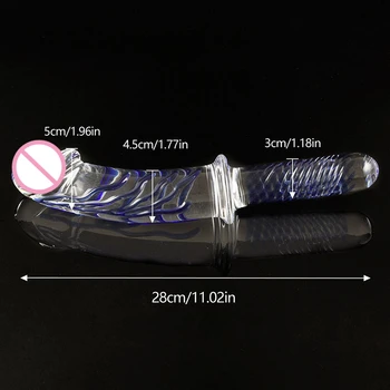 Heat-resistant Crystal Glass Dildo with Handle Huge Glass Dildo Anal Dildo G-point Stimulation Female Masturbation Stick Sex Toy 4