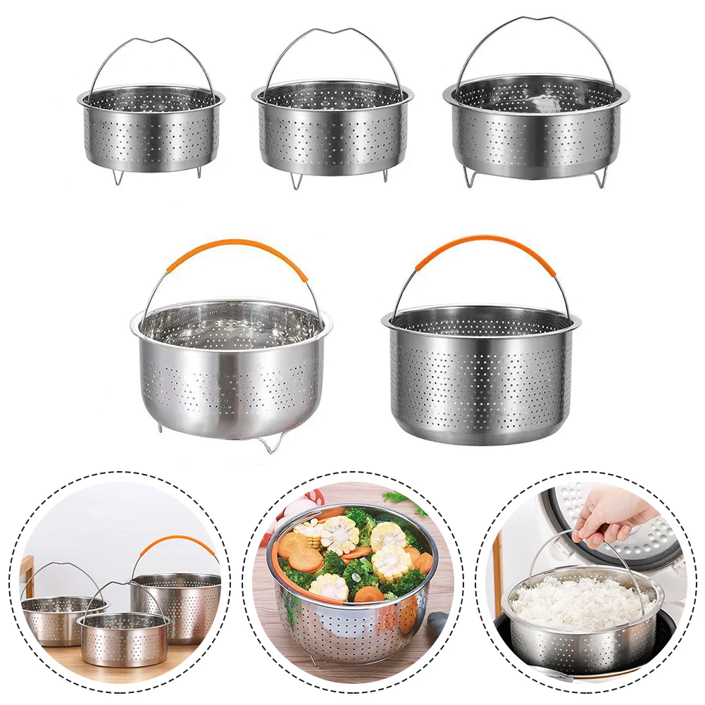 Steamer Basket Stainless Steel Steamer Basket for Instant Pot Accessories with Silicone Handle Pressure Cooker Rice Steamer