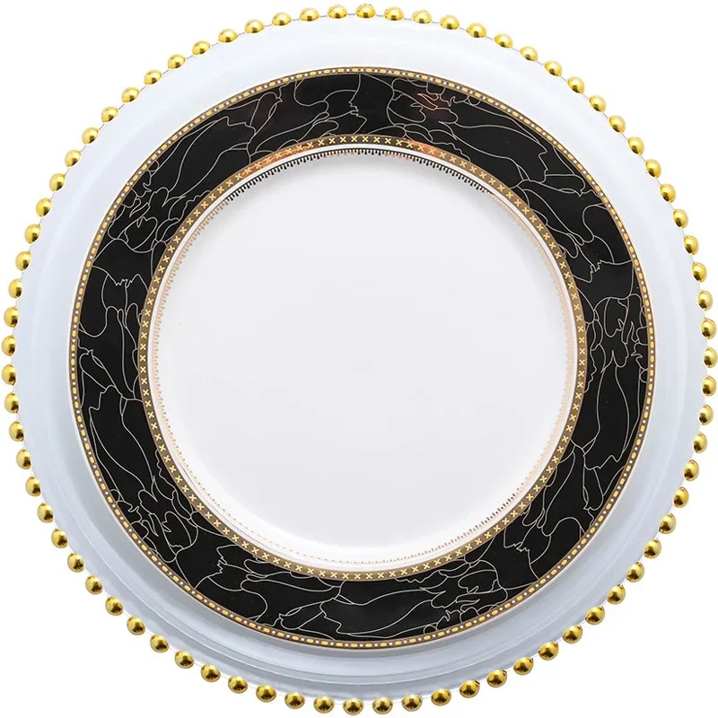 Nordic Blue Dinner Plate Set Bead Glass Charger Plate for Dinner Fancy Serving for Wedding 10 inch beautiful Crockery