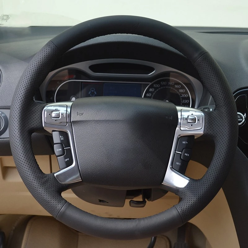 Steering Wheel Cover Hand Sewing Microfiber Leather for Ford Mondeo Mk4 2007-2012 S-Max 2008
