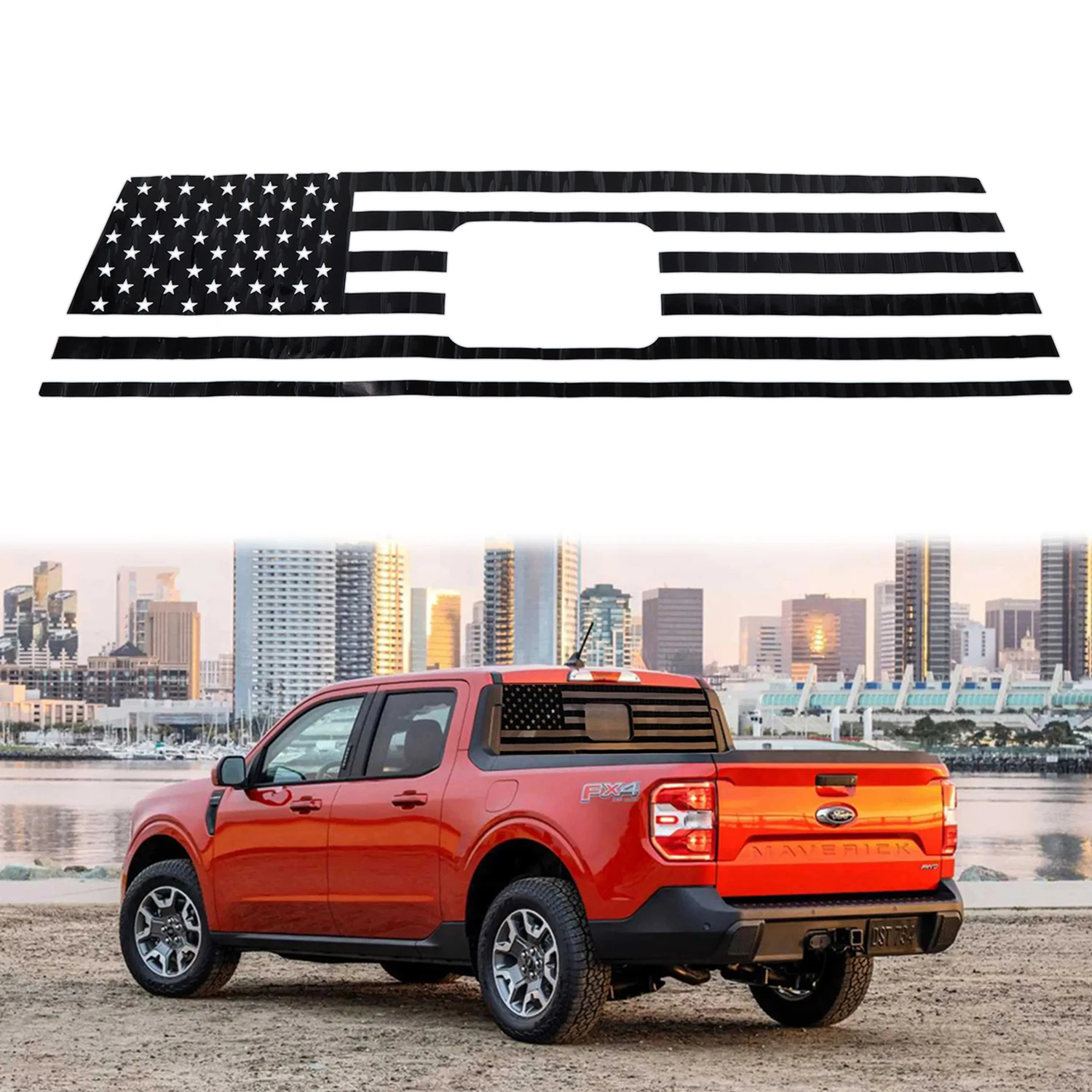 

Car Stickers Rear Window Decoration for Ford Maverick 2021-2023 Black Decal Exterior Accessories American Flag Styling PVC