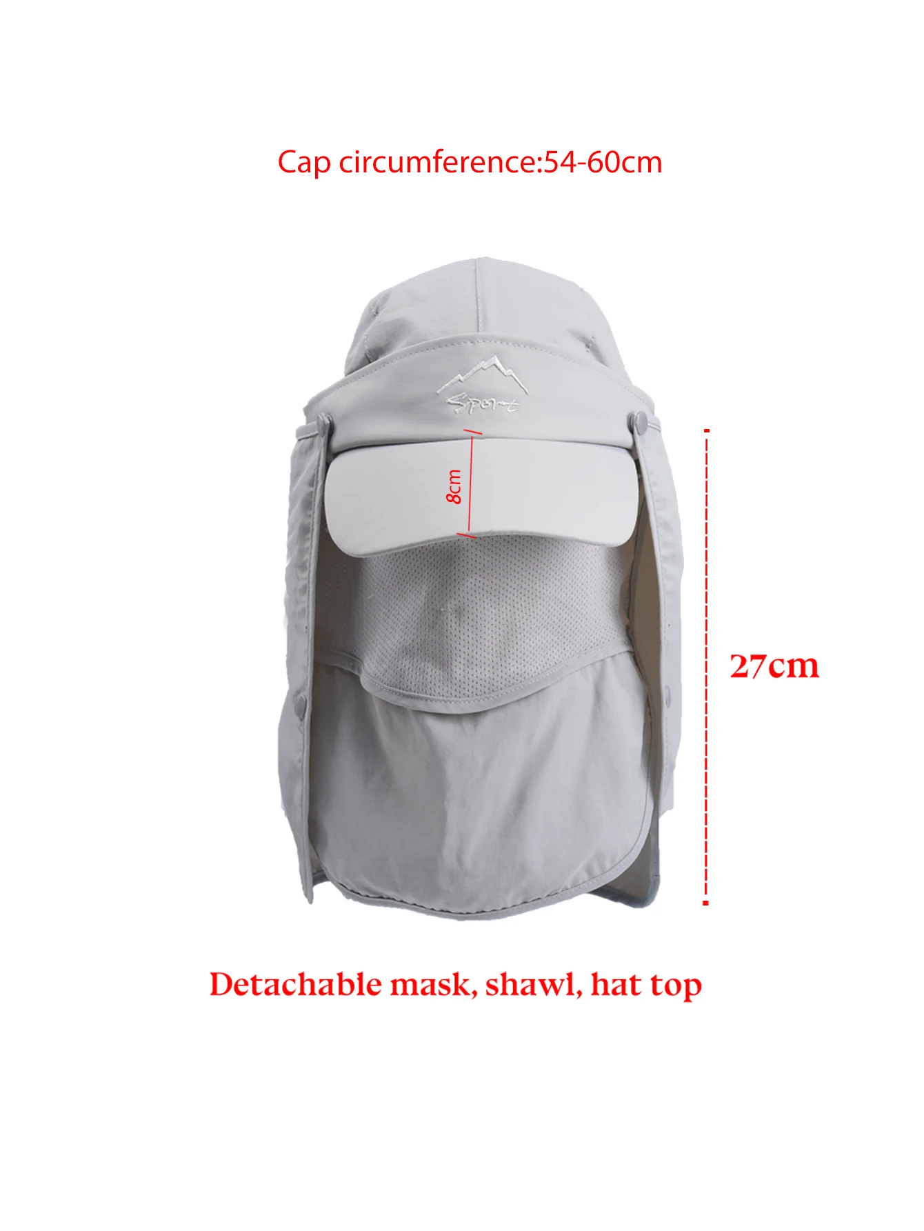 Outdoor Hiking Hat Summer Protective Baseball Hat Men Removable Hat Protect Face Neck Cover Ear Flap Quick Drying UV Protection Undefine Nasi