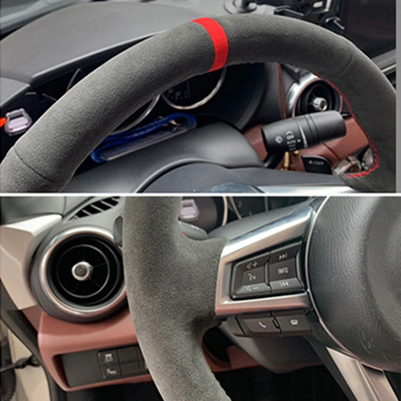 Auto Coprivolante in Pelle Nera Cucito a Mano per Opel Adam Karl Corsa