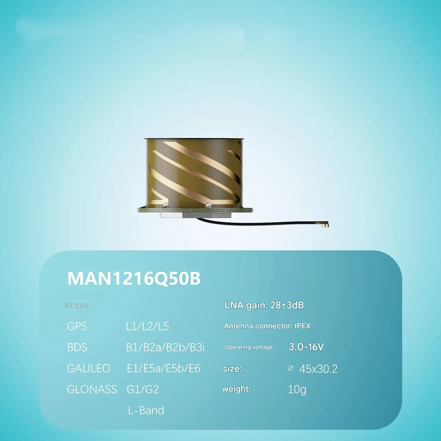 MEGSINE MAN1216Q50B RTK GNSS 쿼드리필라 헬릭스 안테나