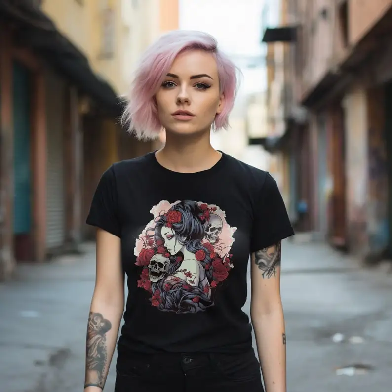 Geisha Skull Floral Tee Gift