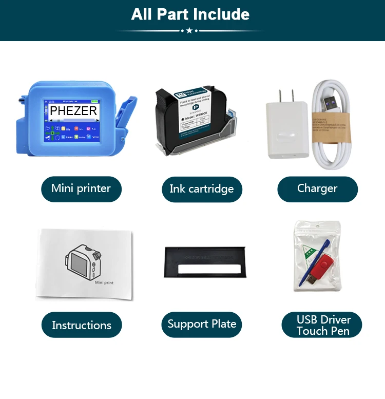 28 Languages 12.7mm Mini Printer PC13 Portable Printer QR Bar Batch Code Date Nu